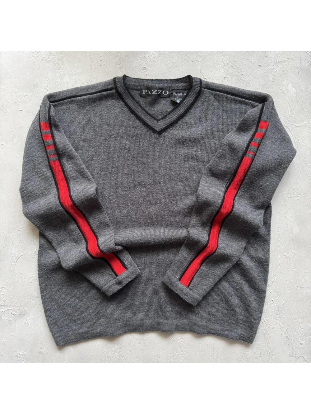 Vintage 2000s Point Zero Style Striped Grey Surf Sweater